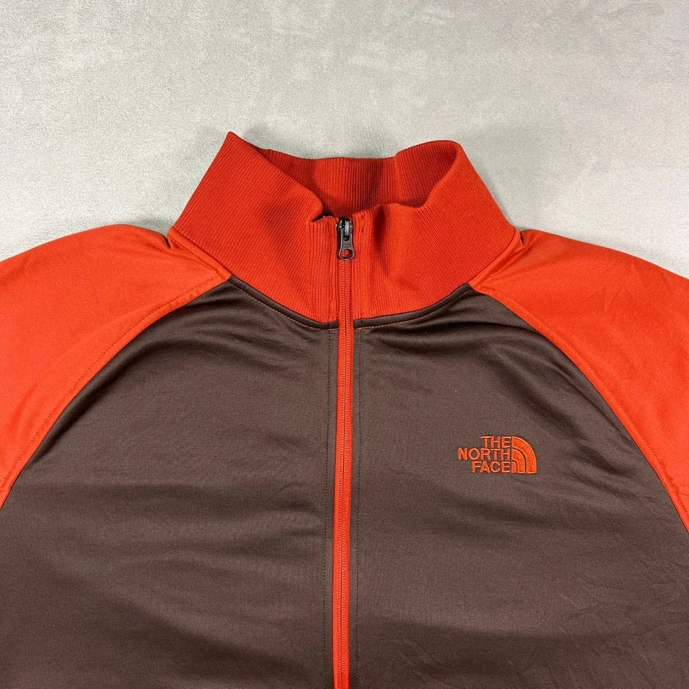 The North Face Track Jacket Mens XL Orange Full Zip Fleece Lined Outdoor Sweater